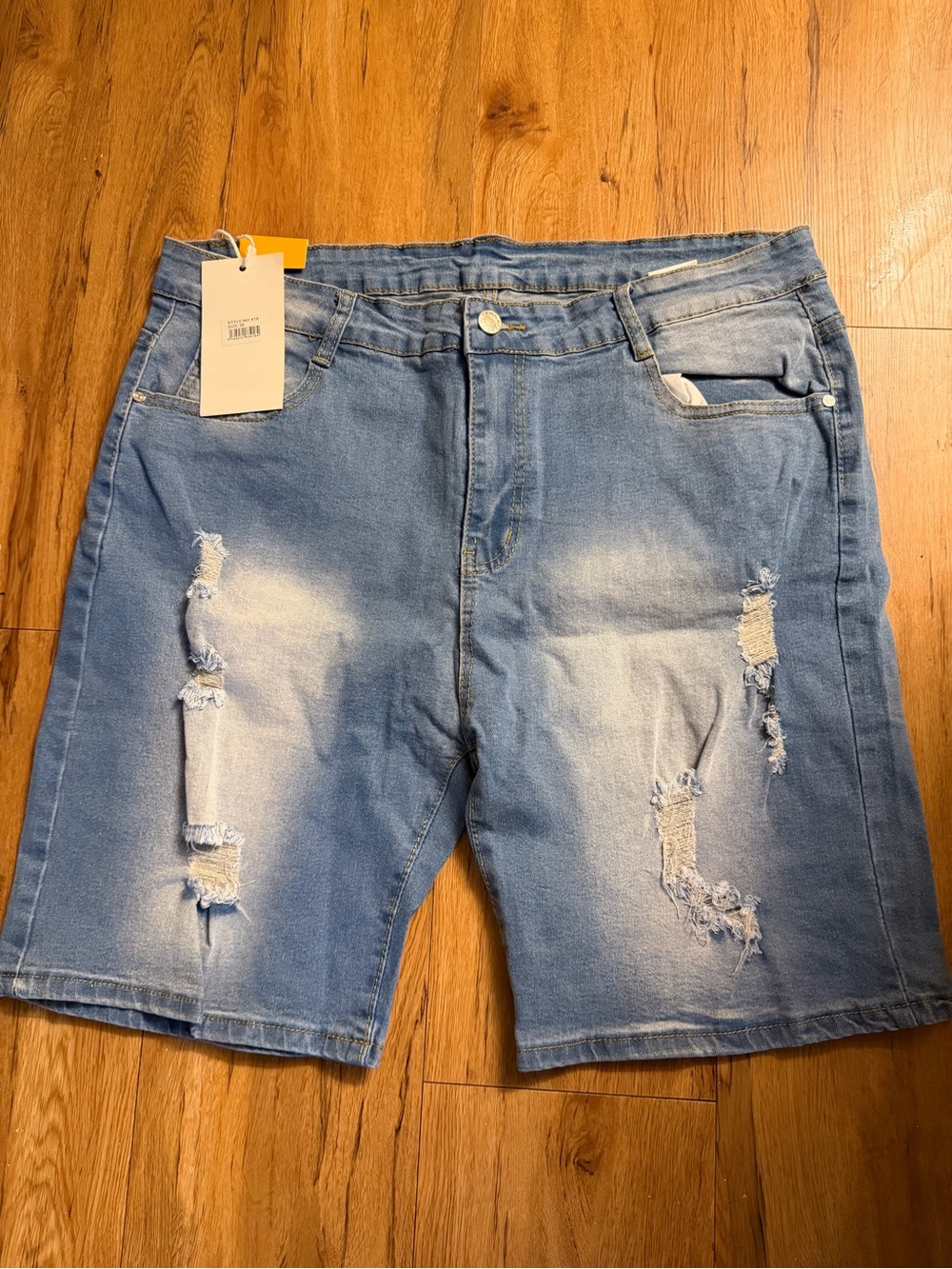 Men's Distressed Light Blue Denim Shorts